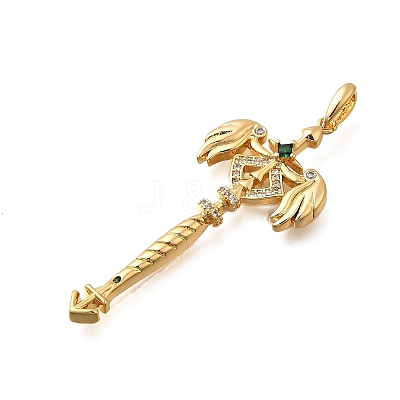Brass Micro Pave Cubic Zirconia Big Pendants KK-B147-04G-11-1