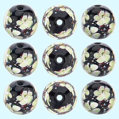 10Pcs Handmade Inner Flower Lampwork Beads LAMP-PA0001-02C-1