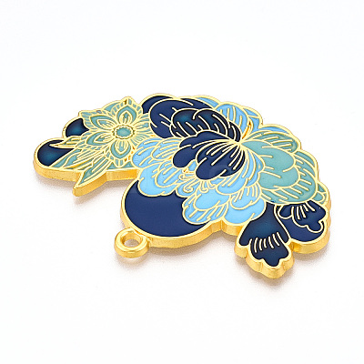Rack Plating Alloy Enamel Big Pendants ENAM-N056-395F-G-1