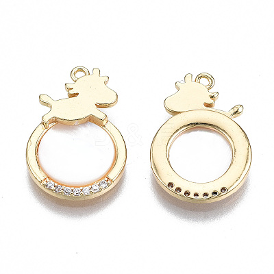 Brass Micro Pave Clear Cubic Zirconia Pendants KK-S356-318-NF-1