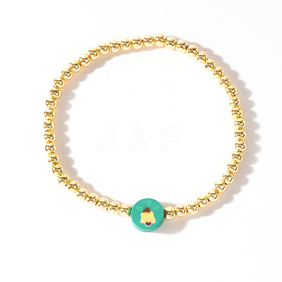 Christmas Brass Beaded Stretch Bracelets DP1194-6-1