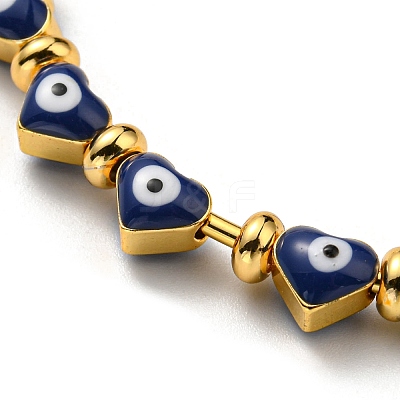 Heart with Evil Eye Enamel Beaded Bangles BJEW-G675-03G-01-1