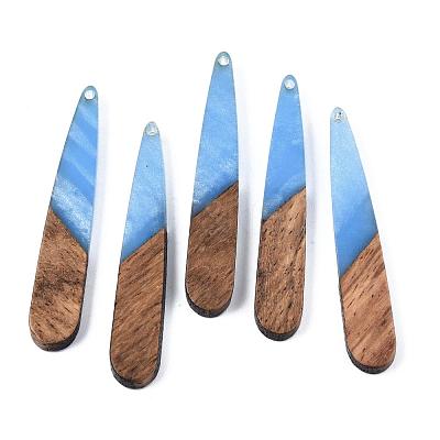 Opaque Resin & Walnut Wood Pendants X-RESI-S389-039A-C01-1