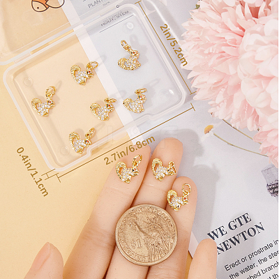 12Pcs Brass Micro Pave Cubic Zirconia Charms ZIRC-BBC0002-77-1