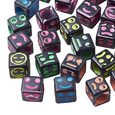 Black Craft Acrylic Beads MACR-SZ0001-36A-1