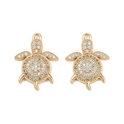 Brass Micro Pave Clear Cubic Zirconia Pendants KK-G535-02C-G-1