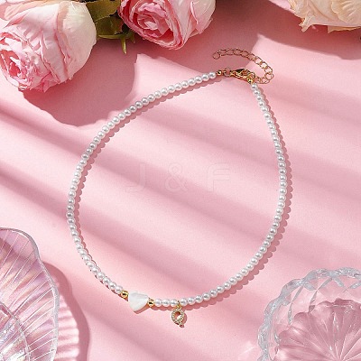 Brass Micro Pave Grade AAA Cubic Zirconia Letter Pendant Necklaces NJEW-JN04771-17-1