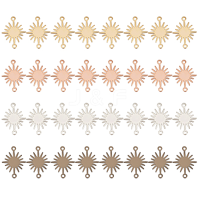 32Pcs 4 Colors Brass Connector Charms KK-BC0014-16-1