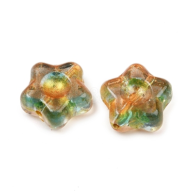 Electroplate and Golden Metal Enlaced Glass Beads EGLA-T029-02E-1