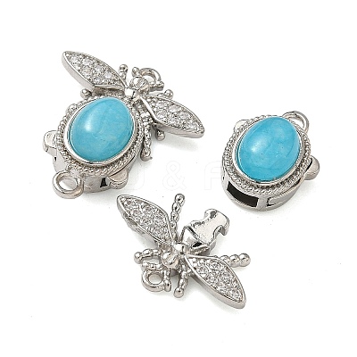 Brass Micro Pave Clear Cubic Zirconia Box Clasps KK-C075-43A-P-1