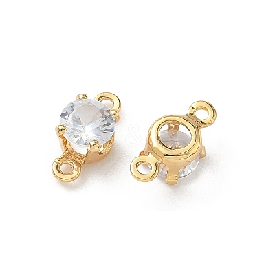 Brass Pave Clear Cubic Zirconia Connector Charms KK-Z136-54A-G-1