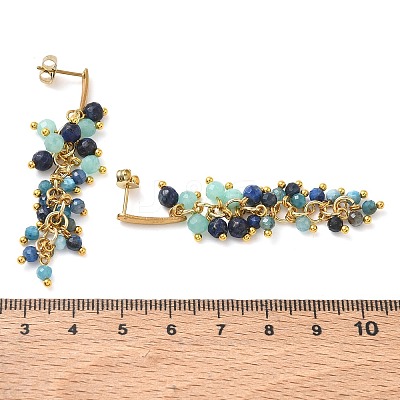 304 Stainless Steel with Natural Mixed Gemstone Stud Earrings EJEW-JE07520-01-1