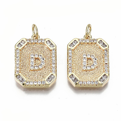 Brass Micro Pave Clear Cubic Zirconia Pendants KK-S356-234D-G-NF-1