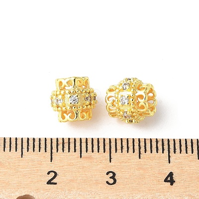 Brass Micro Pave Cubic Zirconia European Beads KK-U067-08G-06-1