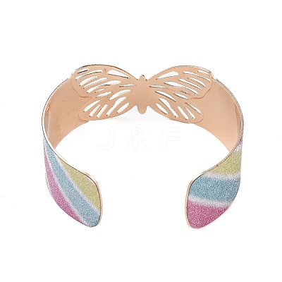 Butterfly Alloy Open Cuff Bangles for Women LS-BJEW-L686-01A-1