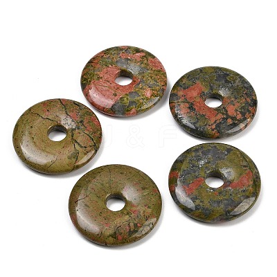 Natural Unakite Pendants G-C220-F01-40mm-1