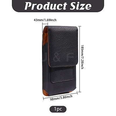 Rectangle Cowhide Mobile Phone Waist Belt Pouches AJEW-WH0596-953A-1