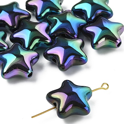 10Pcs UV Plating Plastic Beads SACR-YW0001-86F-1