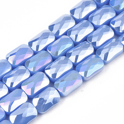 Electroplate Opaque Solid Color Glass Beads Strands EGLA-N002-25-A05-1
