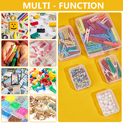 32Pcs 4 Styles Transparent Plastic Storage Boxes CON-BC0007-95-1