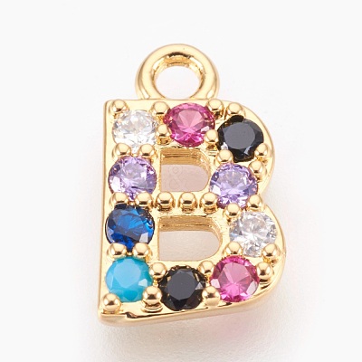 Brass Micro Pave Cubic Zirconia Charms ZIRC-F089-01G-B-1
