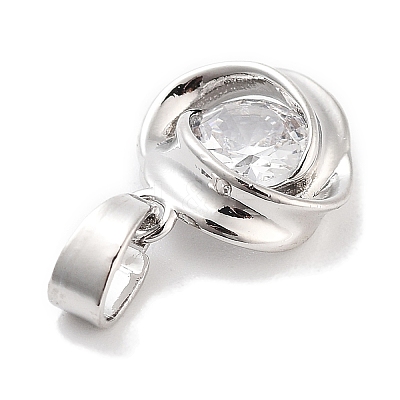 Brass Micro Pave Clear Cubic Zirconia Pendants ZIRC-L104-011P-1