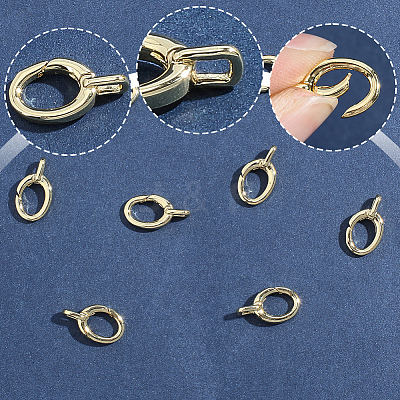 8Pcs Brass Spring Gate Rings KK-BBC0028-43G-1