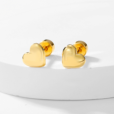 201 Stainless Steel Heart Screw Stud Earrings CN3729-2-1