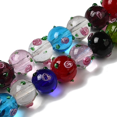 Handmade Bumpy Lampwork Beads Strands LAMP-K037-16F-1