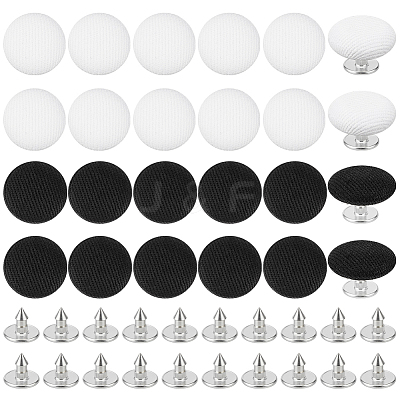 24Pcs 2 Colors Pure Cotton Covered Iron Buttons BUTT-BC0001-20-1