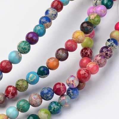 Natural Imperial Jasper Beads Strands X-G-I122-6mm-14-1