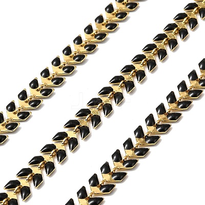 Brass Enamel Leaf Link Chains CHC-F021-02G-07-1