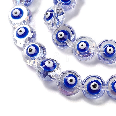 Transparent Evil Eye Glass Beads Strands LAMP-K037-06H-1