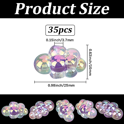35Pcs UV Plating Rainbow Iridescent Acrylic Beads PACR-PA0001-23B-1