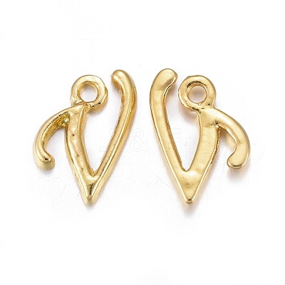 Golden Plated Alloy Letter Pendants X-PALLOY-J718-01G-V-1