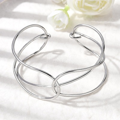 304 Stainless Steel Cuff Bangles for Women BJEW-Z150-01P-03-1