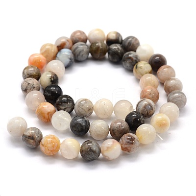 Natural Bamboo Leaf Agate Beads Strands G-G763-03-8mm-1