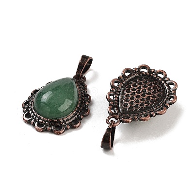 Natural Green Aventurine Teardrop Pendants G-K363-01R-02-1