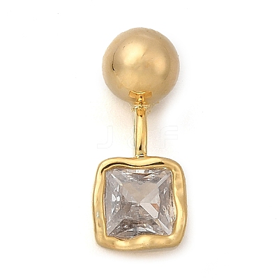 Brass Micro Pave Cubic Zirconia Square Charms KK-D500-01A-G-1