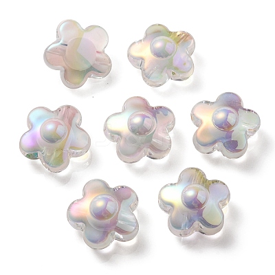 UV Plating Rainbow Iridescent Transparent Acrylic Beads OACR-C007-03A-1
