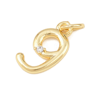 Brass Micro Pave Clear Cubic Zirconia Charms KK-P339-27G-09-1