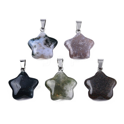 Star Natural Indian Agate Pendants G-Q367-28-1