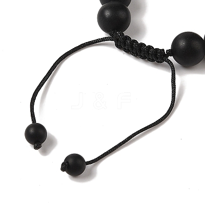 10mm Round Natural Black Onyx(Dyed & Heated) Braided Bead Bracelets BJEW-C067-01C-29-1
