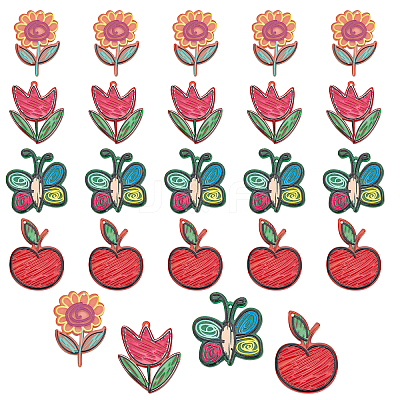 24Pcs 4 Style Transparent Acrylic Pendants MACR-CA0001-13-1