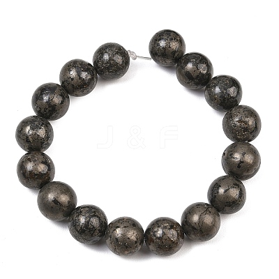 Natural Pyrite Beads Strands G-P303-01-8mm-8-1
