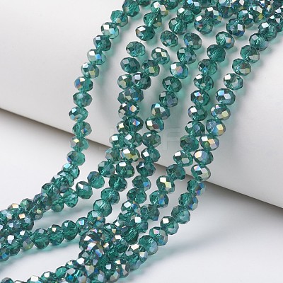 Electroplate Transparent Glass Beads Strands EGLA-A034-T8mm-S13-1