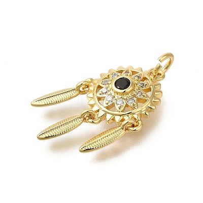 Rack Plating Brass Micro Pave Cubic Zirconia Pendants ZIRC-F142-09G-1