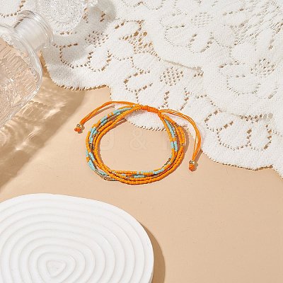 Adjustable Glass Bead Braided Bead Bracelets BJEW-JB08952-04-1