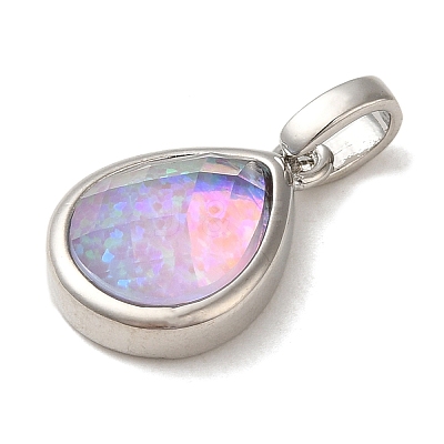 Rack Plating Brass with Synthetic Opal Pendants KK-S370-08P-1