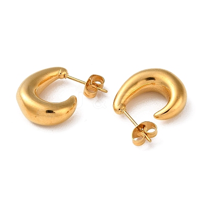 Ion Plating(IP) 304 Stainless Steel Teardrop Stud Earrings X-EJEW-H127-07G-1